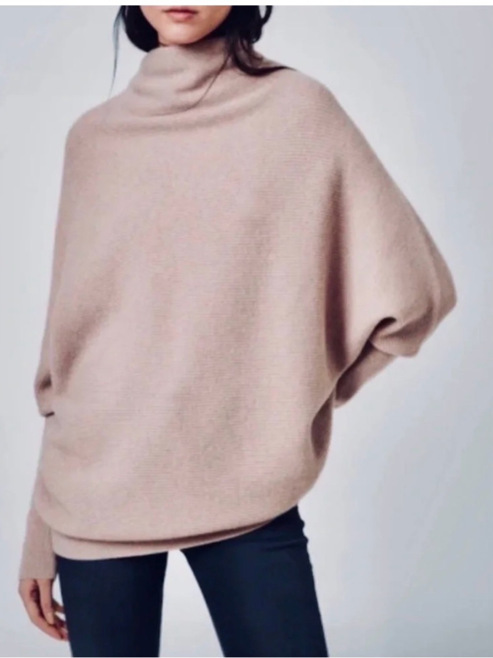 All Saints Ridley Blush Cowl Neck Ribbed Sweater, sz M